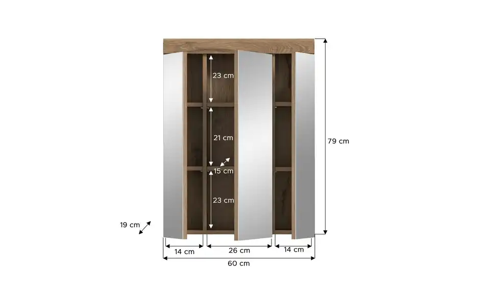 Badezimmerspiegelschrank WALDSEE, Breite 60cm, 3 Spiegeltüren, 9 Fächer, 6 Einlegeböden, In Verschiedenen Farben Erhältlich, Badmöbel, Spiegel, Badschrank, Bad Waldsee 8 Badezimmerspiegelschrank WALDSEE, Breite 60cm, 3 Spiegeltüren, 9 Fächer, 6 Einlegeböden, In Verschiedenen Farben Erhältlich, Badmöbel, Spiegel, Badschrank, Bad Waldsee – Bild 6
